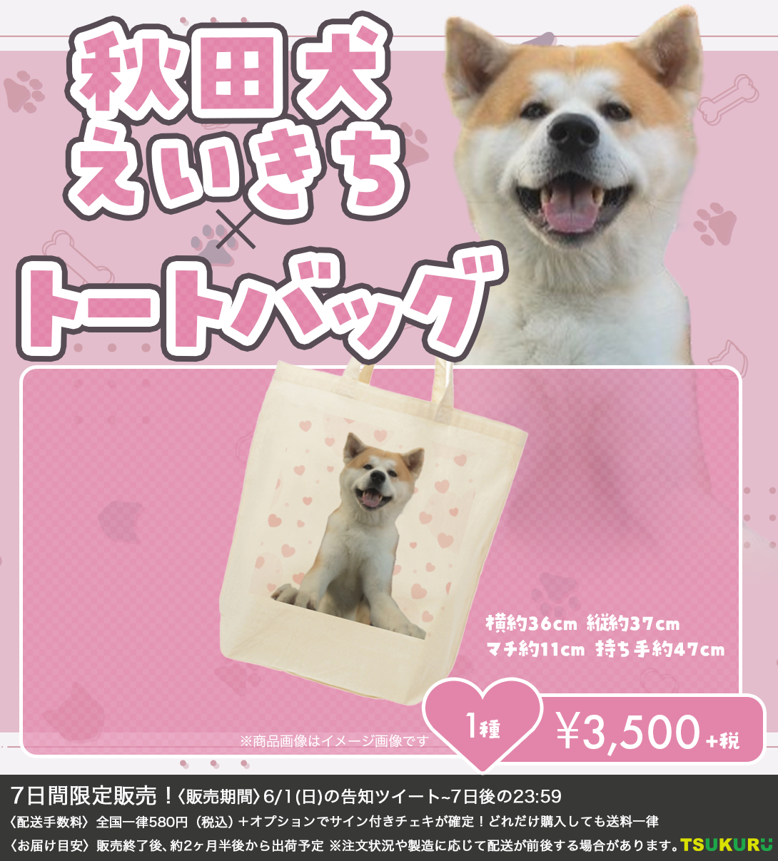 【秋田犬えいきち】トートバッグ 1種